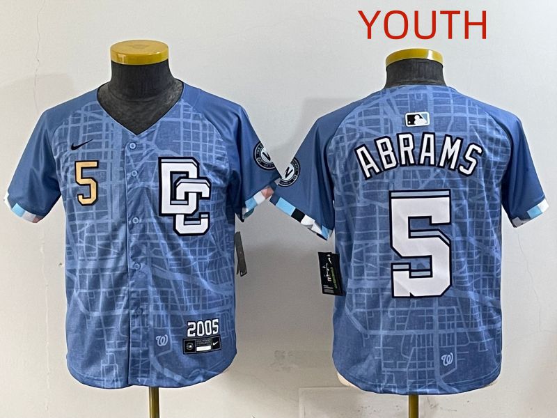 Youth 2025 Washington Nationals #5 Abrams Blue Joint Name Nike MLB Jersey style 3->youth mlb jersey->Youth Jersey